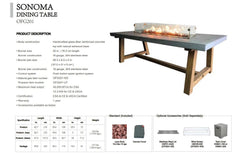 Elementi 39-Inch Sonoma Dining Fire Table
