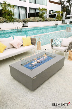 Elementi Plus 32x56-Inch Meteora Space Grey Concrete Fire Table