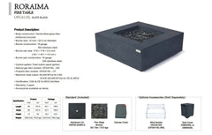 Elementi Plus 40-Inch Roraima Slate Black Concrete Fire Table