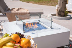 Elementi Plus 42-Inch Annecy Bianco White Marble Porcelain Fire Table