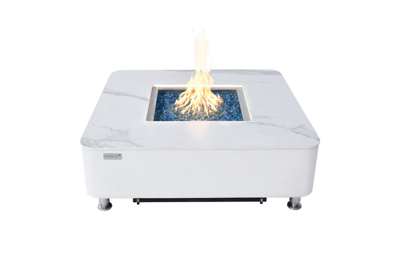 Elementi Plus 42-Inch Annecy Bianco White Marble Porcelain Fire Table