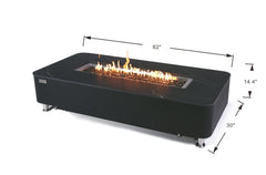 Elementi Plus 30x62-Inch Valencia Bulgaria Black Marble Porcelain Fire Table