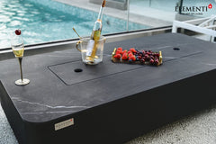 Elementi Plus 30x62-Inch Valencia Bulgaria Black Marble Porcelain Fire Table