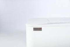 Elementi Plus 30x62-Inch Athens Bianco White Marble Porcelain Fire Table