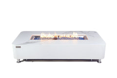 Elementi Plus 30x62-Inch Athens Bianco White Marble Porcelain Fire Table