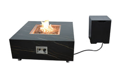 Elementi Plus 39-Inch Sofia Bulgaria Black Marble Porcelain Fire Table