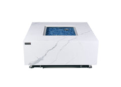 Elementi Plus 39-Inch Bianco White Marble Porcelain Fire Table