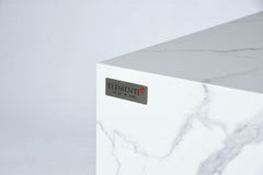 Elementi Plus 28x60-Inch Carrara Bianco White Marble Porcelain Fire Table