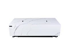 Elementi Plus 28x60-Inch Carrara Bianco White Marble Porcelain Fire Table