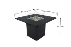 Elementi Plus 47-Inch Brugge Bulgaria Black Marble Porcelain Dining Fire Table