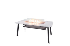 Elementi Plus 35-Inch Oslo Bianco White Marble Porcelain Dining Fire Table