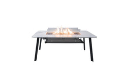 Elementi Plus 35-Inch Oslo Bianco White Marble Porcelain Dining Fire Table