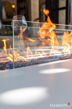 Elementi Plus 35-Inch Oslo Bianco White Marble Porcelain Dining Fire Table