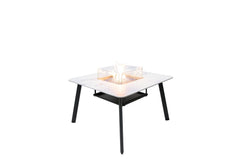 Elementi Plus 47-Inch Helsinki Bianco White Marble Porcelain Dining Fire Table