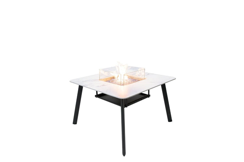 Elementi Plus 47-Inch Helsinki Bianco White Marble Porcelain Dining Fire Table
