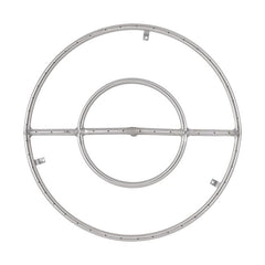 The Outdoor Plus Round Stainless Steel Gas Fire Pit Burner in White Background Available in Different Sizes