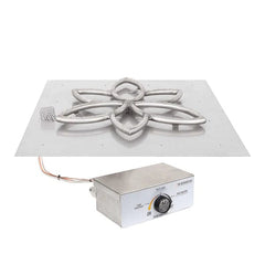 The Outdoor Plus Square Flat Pan with Stainless Steel Lotus Burner Available in Different Sizes and Ignition Systems