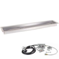 The Outdoor Plus Rectangular Drop-in Pan Linear Burner with Hose Connector and White Background