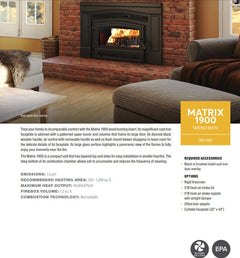 Osburn 36-Inch Matrix 1900 Wood Burning Fireplace Insert with Connector and Liner Kit