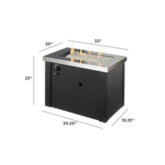 The Outdoor GreatRoom 32x20-Inch Providence Stainless Steel Rectangular Gas Fire Pit Table