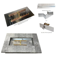 Warming Trends 10344 Polycor Specialty Paver Kit with Crossfire H-Style Brass Burner and Rectangular Aluminum Plate