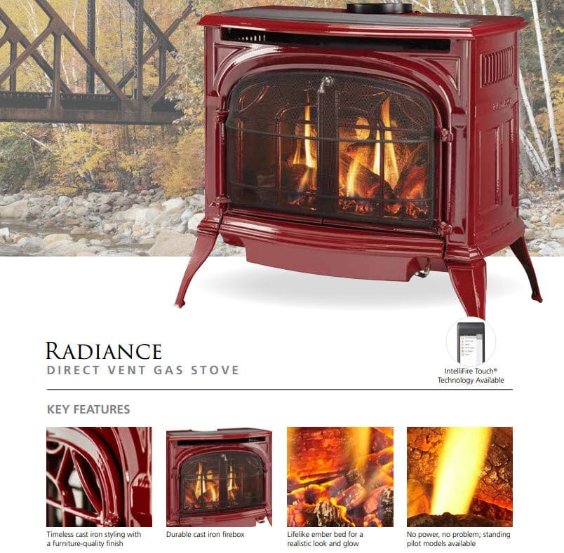 Vermont Castings Radiance Direct Vent Gas Stove with IntelliFire Touch Ignition System