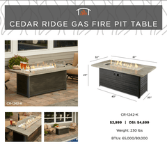 The Outdoor GreatRoom 61x32-Inch Cedar Ridge Linear Gas Fire Pit Table