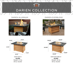 The Outdoor GreatRoom 44x30-Inch Darien Rectangular Gas Fire Pit Table