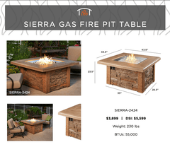 The Outdoor GreatRoom 43.5-Inch Sierra Square Gas Fire Pit Table