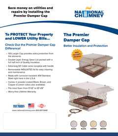 National Chimney NCS 13x13 Inch Premier Damper Cap - PDC1313