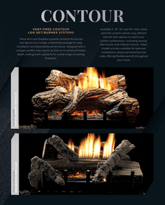 Empire 18" Flint Hill Contour Vent-Free Ceramic Fiber Gas Log Burner Set with Millivolt