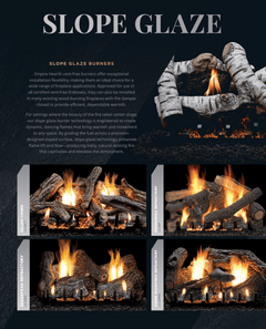 Empire 16" Vent-Free Slope Glaze Gas Log Burner Set with Variable Flame Remote Control