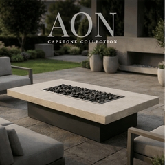 Warming Trends AON GFRC Capstone Rectangular Fire Table Collection w/ Crossfire Brass Burner