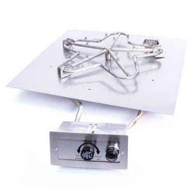 HPC Fire Electronic Ignition Gas Fire Pit Kit with Torpedo Penta Burner and Square Flat Pan