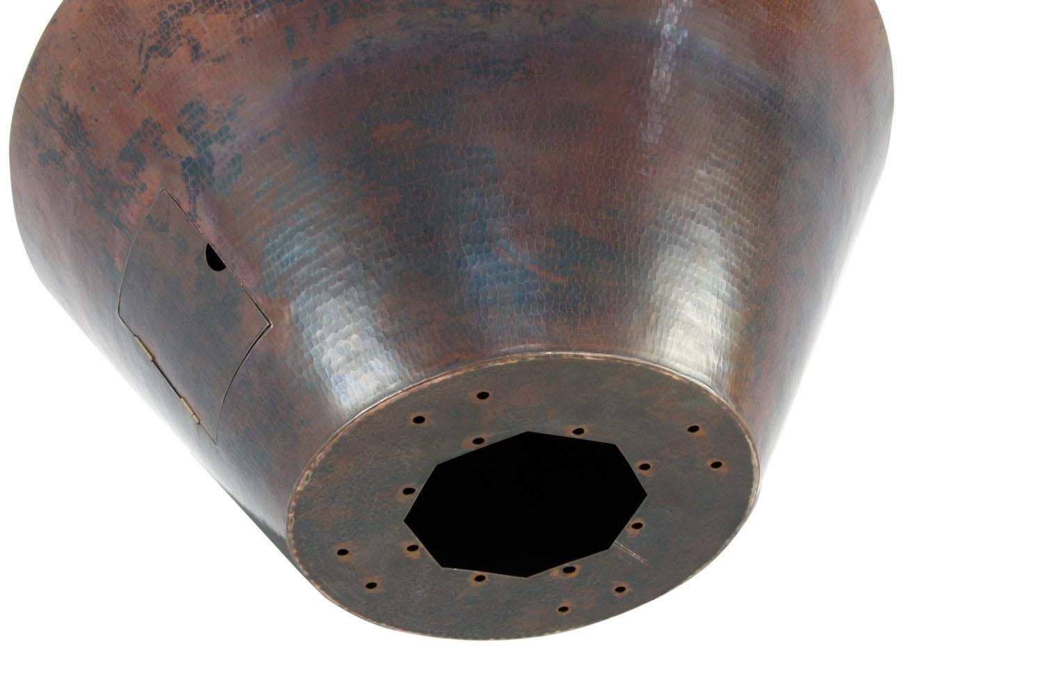 HPC Fire 32" Mesa Hammered Copper Gas Fire Bowl with Torpedo Penta Burner