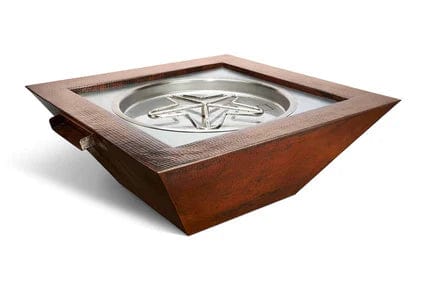 HPC Fire 40"x40" Sedona Hammered Copper Gas Fire and Water Bowl with Torpedo Penta Burner