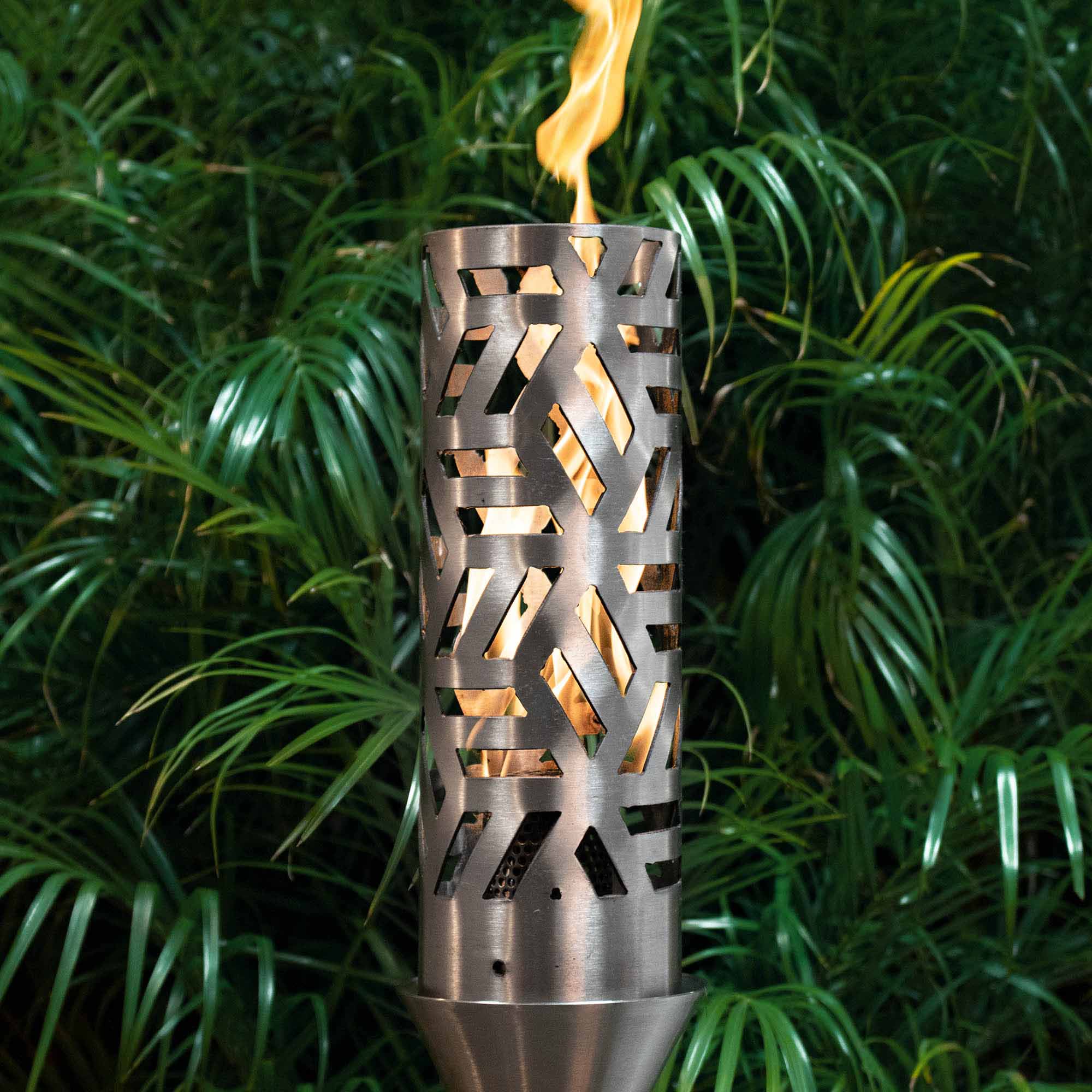 The Outdoor Plus 14" Cubist Stainless Steel Fire Torch Complete Set
