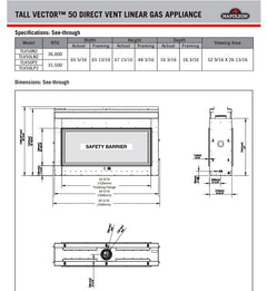 Napoleon TLV50N2 Tall Linear Vector Double-Sided Direct Vent Gas Fireplace, 50-Inch, Electronic Ignition