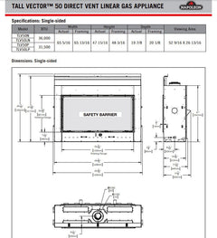 Napoleon TLV50 Tall Linear Vector Direct Vent Gas Fireplace, 50-Inch, Electronic Ignition