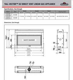 Napoleon TLV62LN2 Tall Linear Vector Double-Sided Direct Vent Gas Fireplace with Luminous Logs, 62-Inch, Electronic Ignition