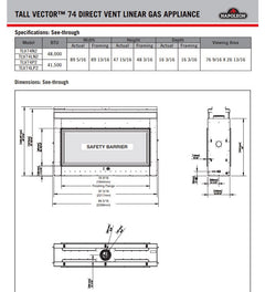 Napoleon TLV74LN2 Tall Linear Vector Double-Sided Direct Vent Gas Fireplace with Luminous Logs, 74-Inch, Electronic Ignition