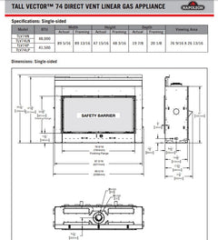 Napoleon TLV74 Tall Linear Vector Direct Vent Gas Fireplace, 74-Inch, Electronic Ignition