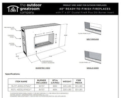 The Outdoor GreatRoom 40-Inch Ready to Finish Single-Sided Linear Outdoor Gas Fireplace