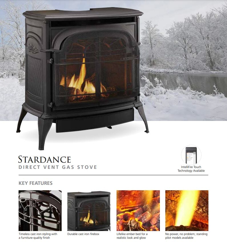 Vermont Castings Stardance Direct Vent Gas Stove with Millivolt