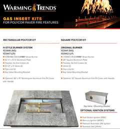 Warming Trends 10344 Polycor Specialty Paver Kit with Crossfire H-Style Brass Burner and Rectangular Aluminum Plate
