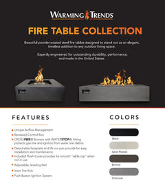 Warming Trends Aon Powder-Coated Steel Square Fire Table