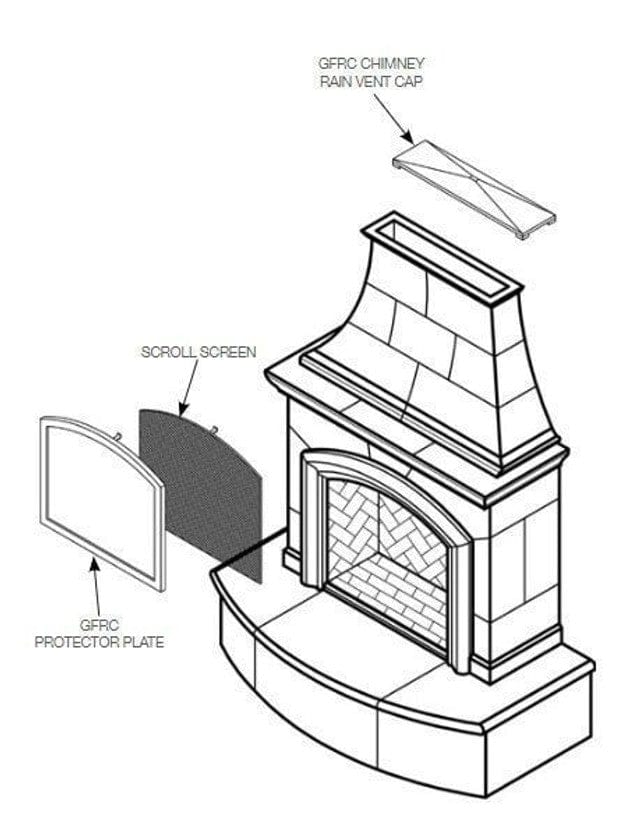 American Fyre Designs 110" Grand Cordova Outdoor Gas Fireplace with Rectangle Extended Bullnose Hearth