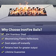 American Fire AFG-IFB Glass Staineless Lite Stones, 6 Stone Set
