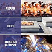 American Fire AFG-IFB Glass Staineless Lite Stones, 6 Stone Set