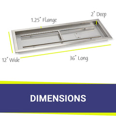 American Fire Glass Rectangular Drop-In Pan with All Weather Electronic Ignition System